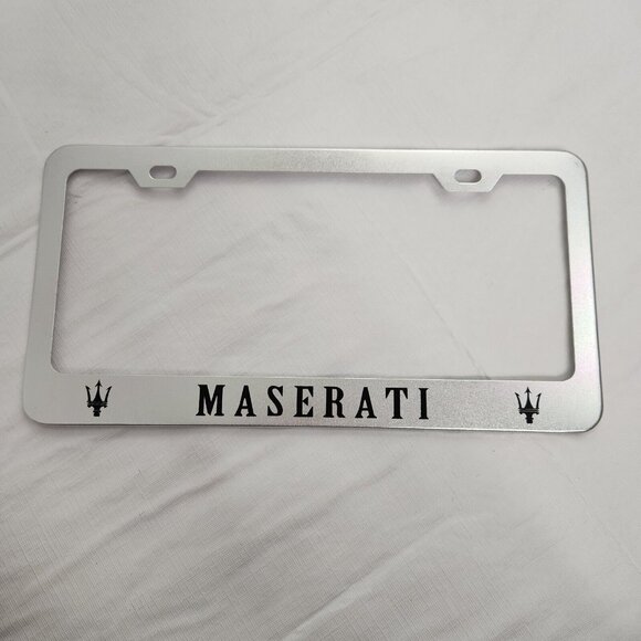 Car License Plate Frame Silver Metal Gift Maserati - Picture 1 of 6